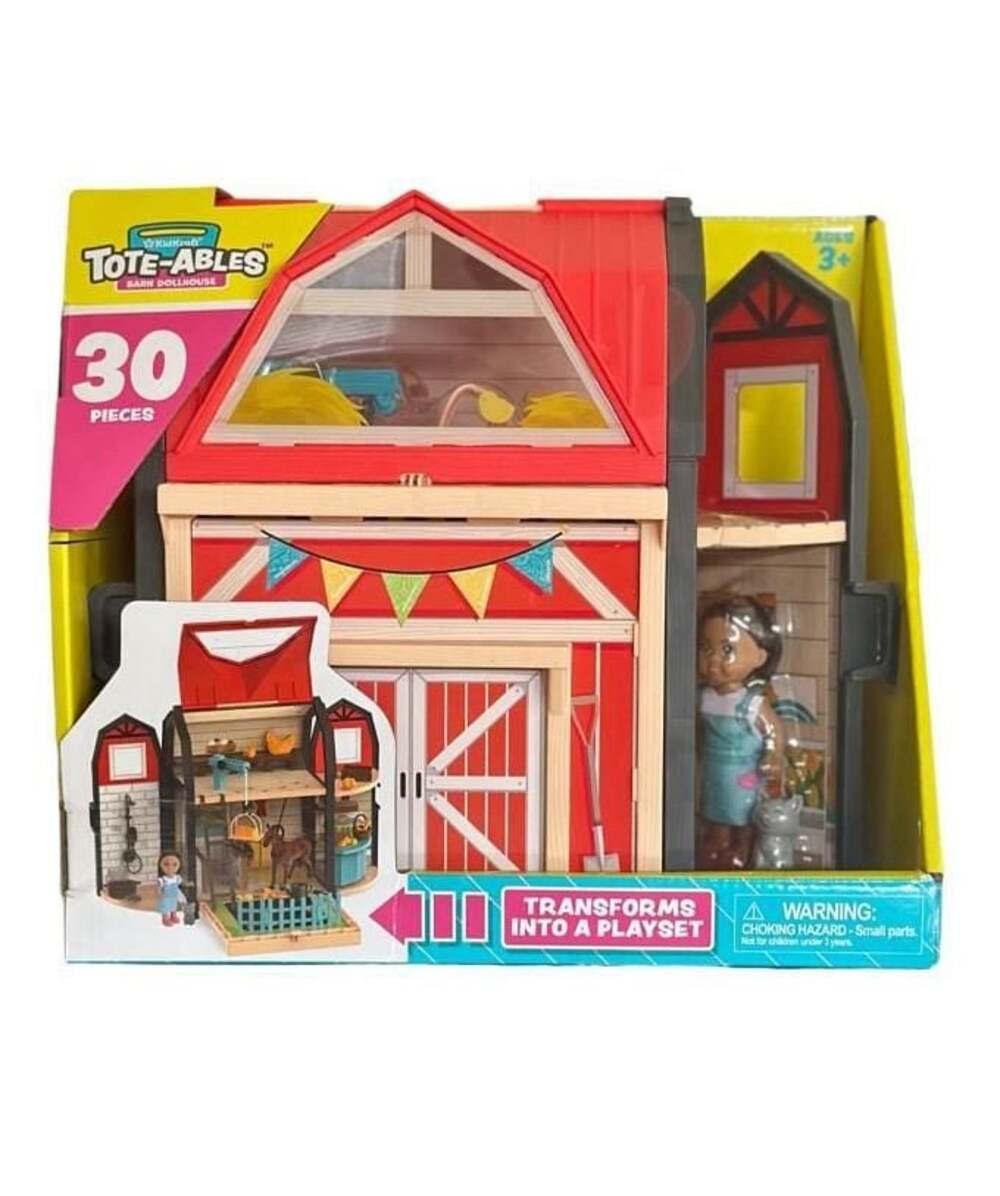 KidKraft Tote-ables Portable Barn Dollhouse with 30 Accessories - Kids Gift